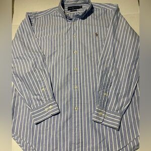 Ralph Lauren Blue and White Striped Button Down Shirt